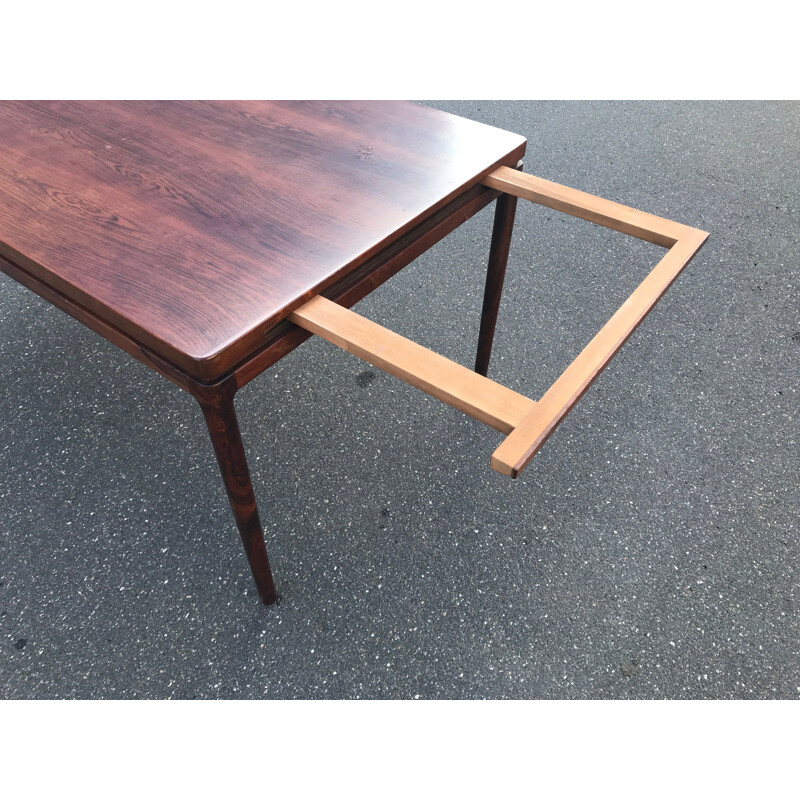 Danish vintage rosewood dining table with extension by Johannes Andersen for Christian Linneberg, 1960s