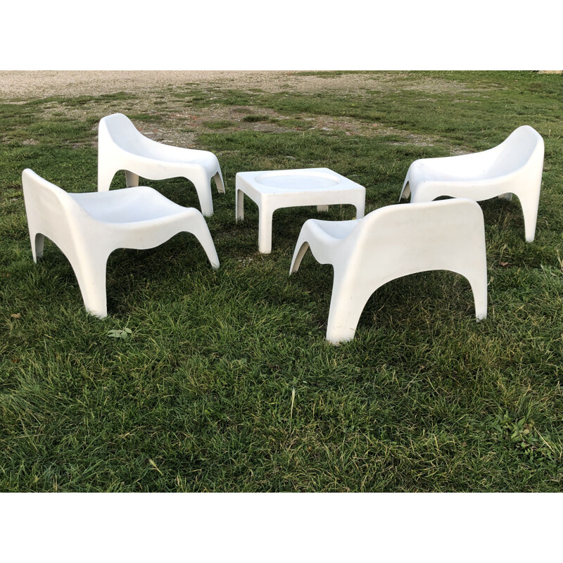 Conjunto de muebles de jardín vintage de Marc Berthier, 1970