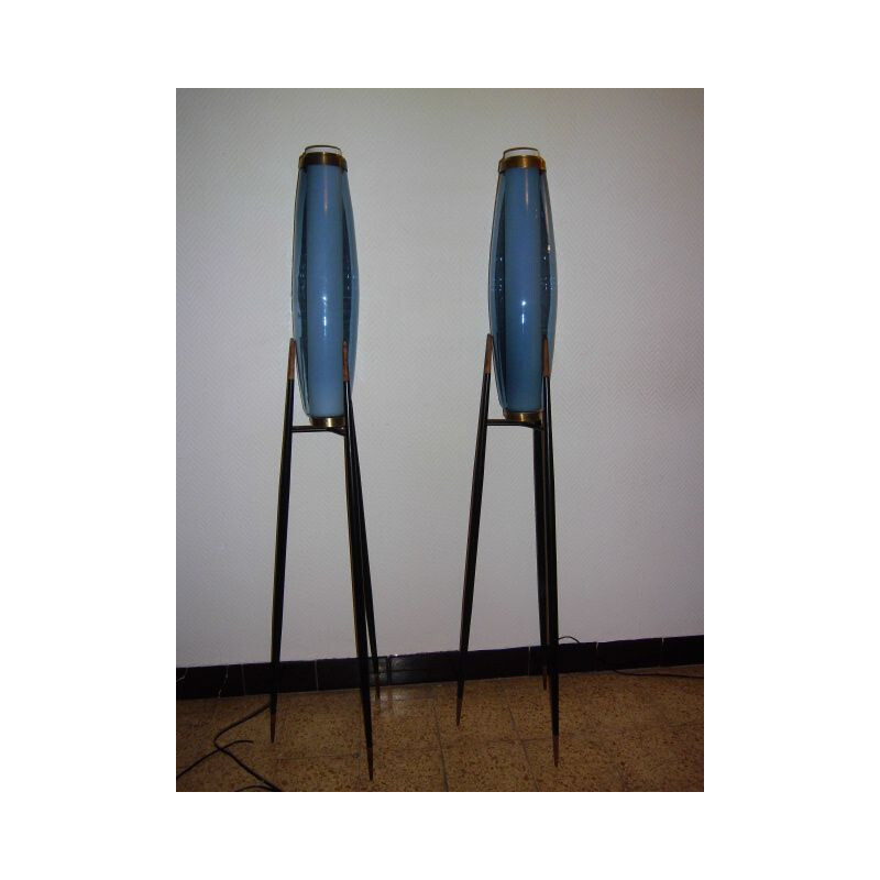 Pair of vintage rocket floor lamps by Svend Aage Holm Sorensen