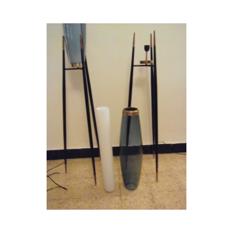 Pair of vintage rocket floor lamps by Svend Aage Holm Sorensen