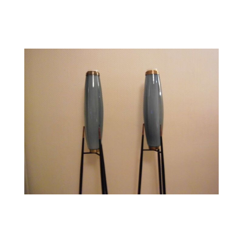 Pair of vintage rocket floor lamps by Svend Aage Holm Sorensen