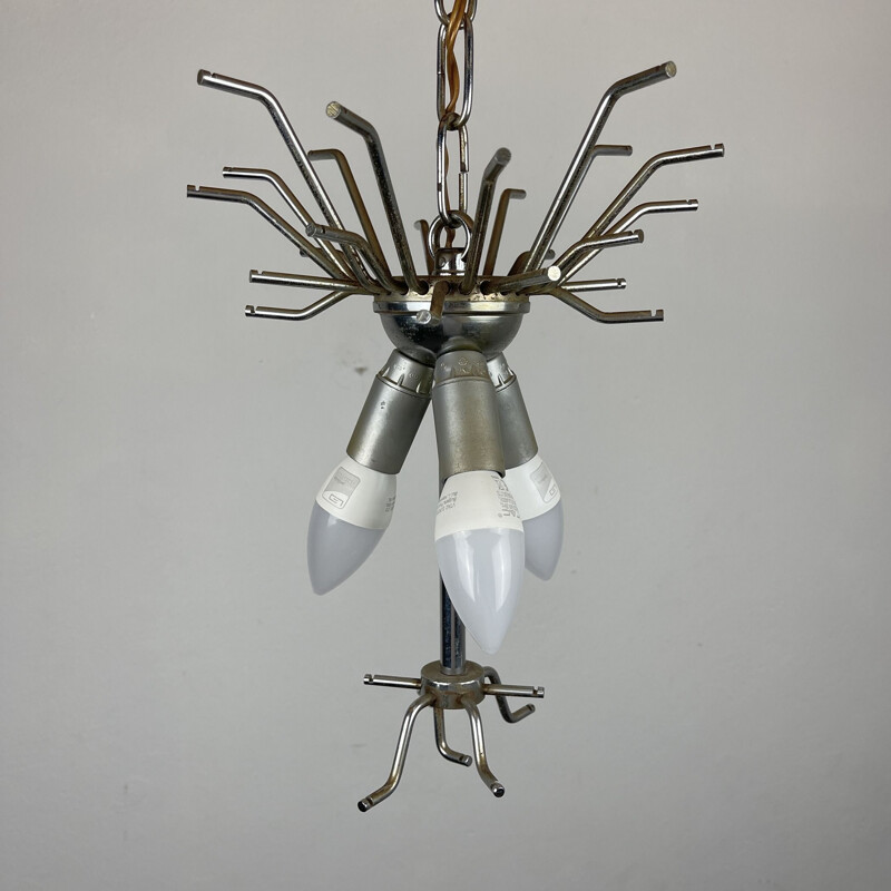 Vintage cascade Murano glass crystal prism chandelier from Venini, Italy 1960s