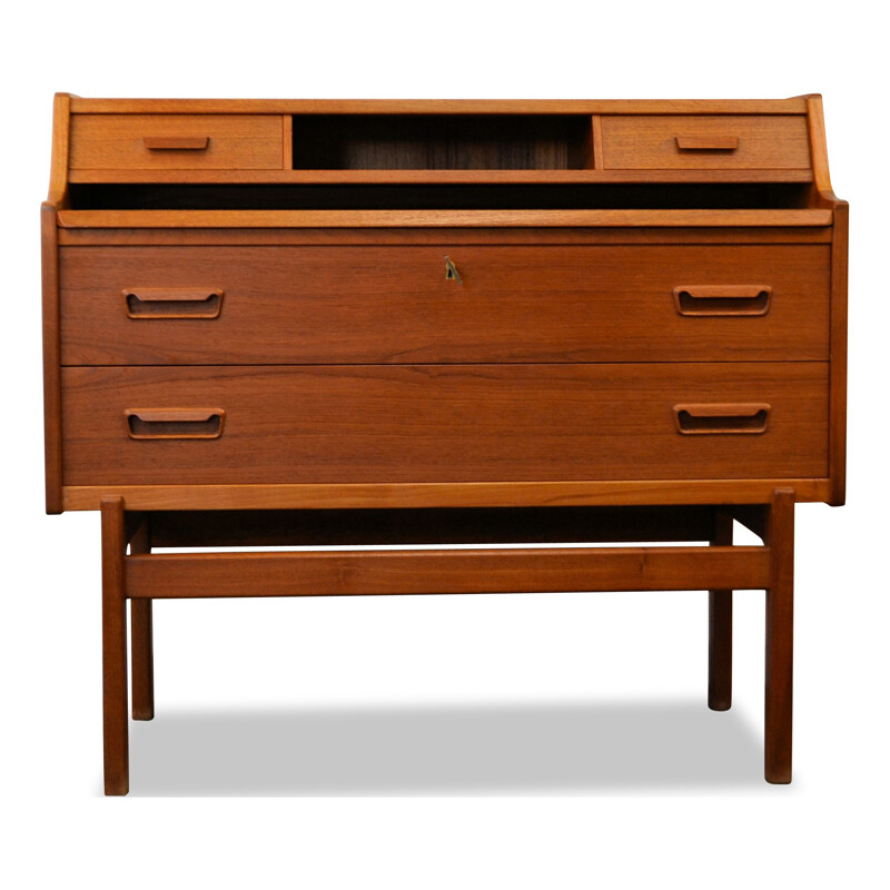 Vintage teak secretaire with 2 drawers, Arne Wahl IVERSEN - 1960s