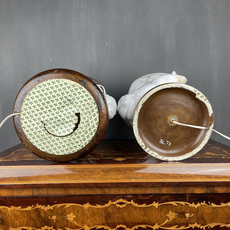 Pair of vintage ram head table lamps, France 1960