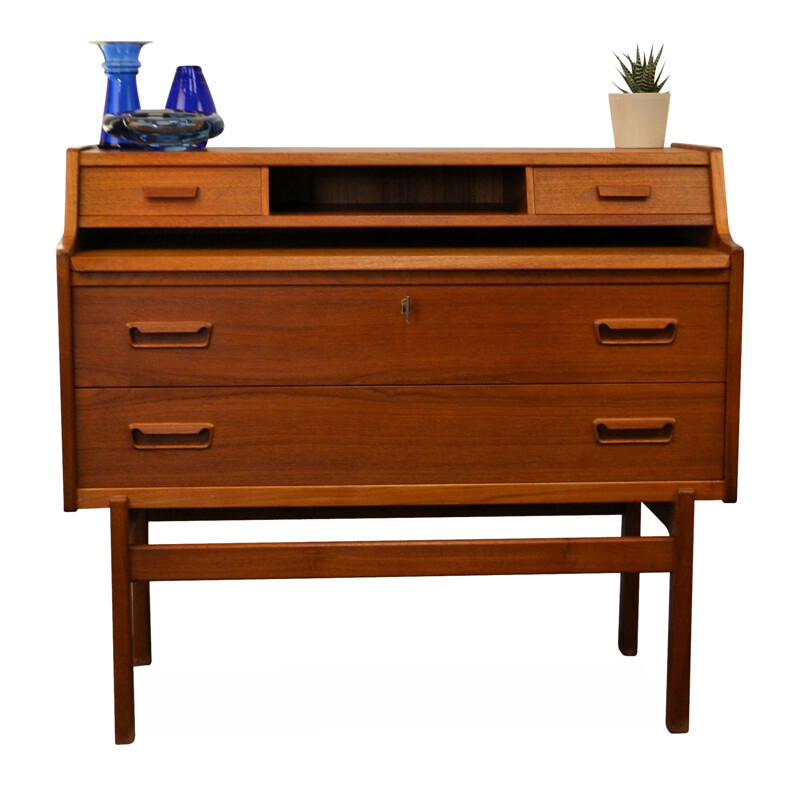 Vintage teak secretaire with 2 drawers, Arne Wahl IVERSEN - 1960s