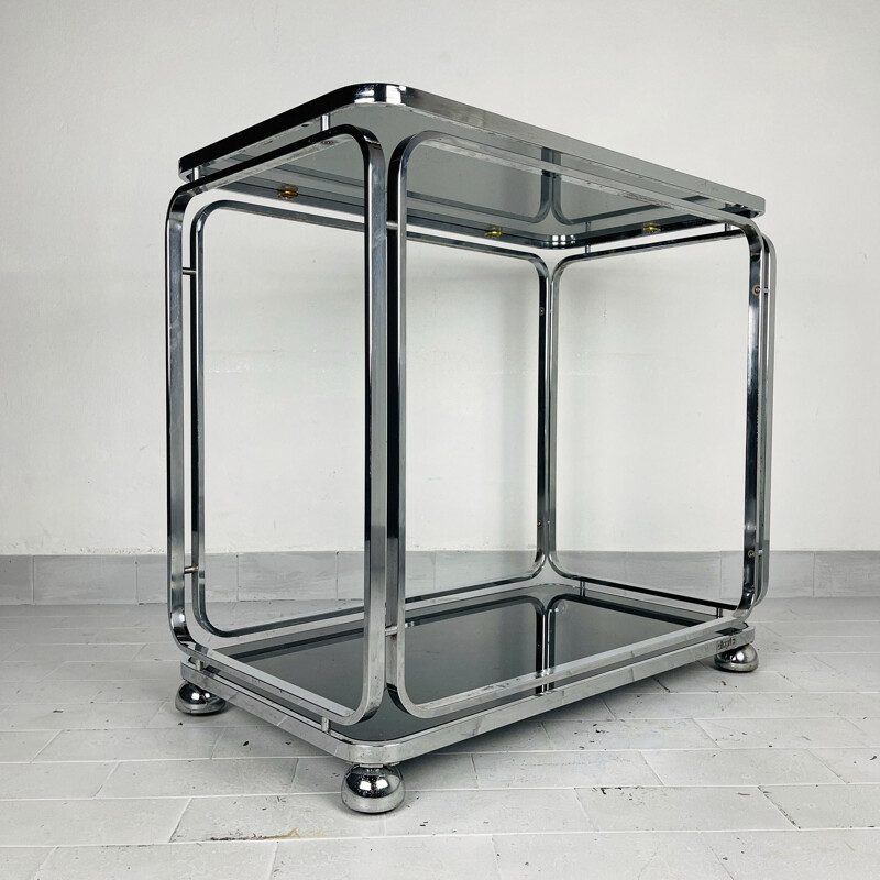 Mid-century glass trolley by Allegri Arredamenti, Italy 1970s