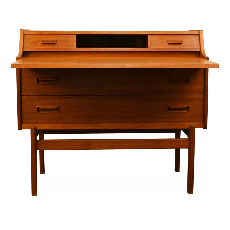 Vintage teak secretaire with 2 drawers, Arne Wahl IVERSEN - 1960s