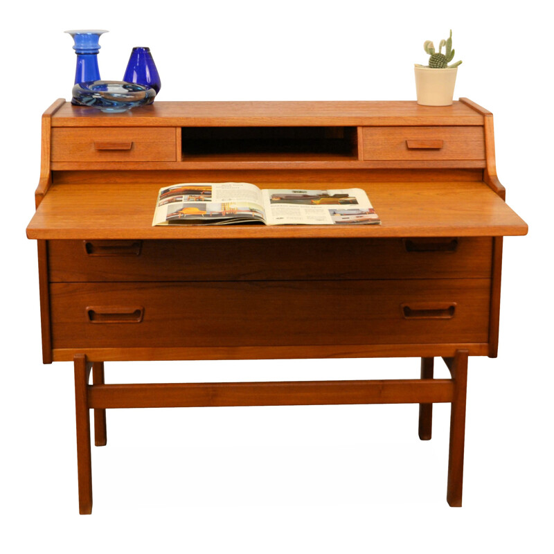 Vintage teak secretaire with 2 drawers, Arne Wahl IVERSEN - 1960s