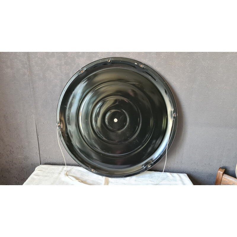 Round vintage mirror in brushed aluminium, 1970