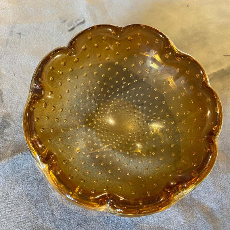 Vintage asbak in bruin Murano glas, Italië 1970