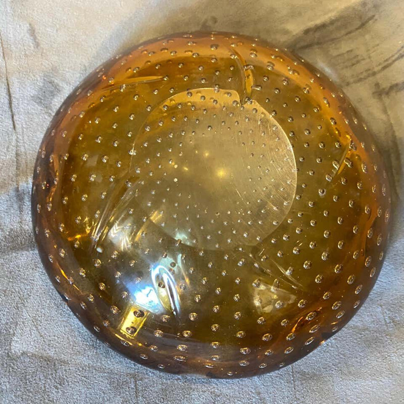 Cenicero vintage de cristal de Murano marrón, Italia 1970