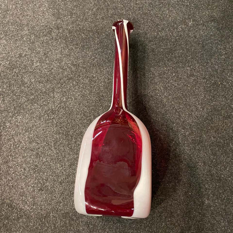 Jarrón vintage de cristal de Murano rojo y blanco de Carlo Moretti, Italia 1980