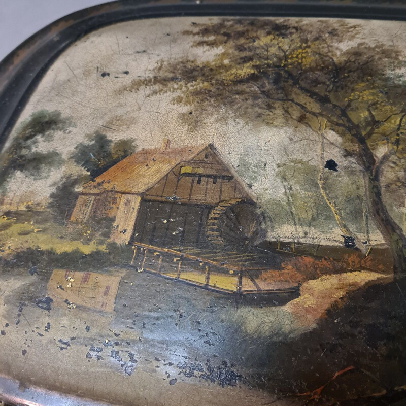 Vintage Dutch hand-painted metal peat box, Amsterdam