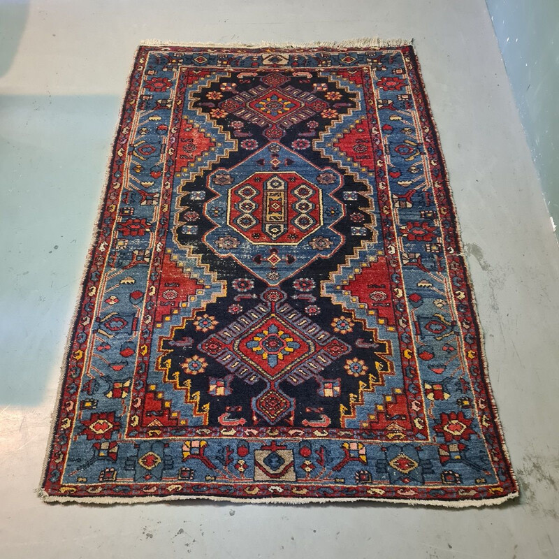 Vintage Persian wool Zenjan rug