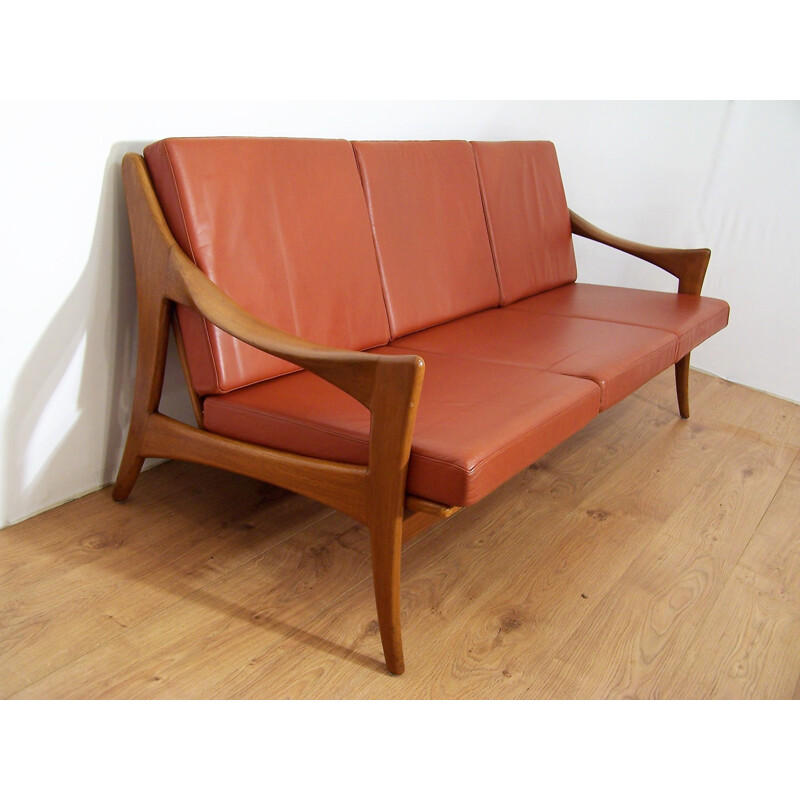 De Ster Gelderland sofa in teak and leather - 1950s