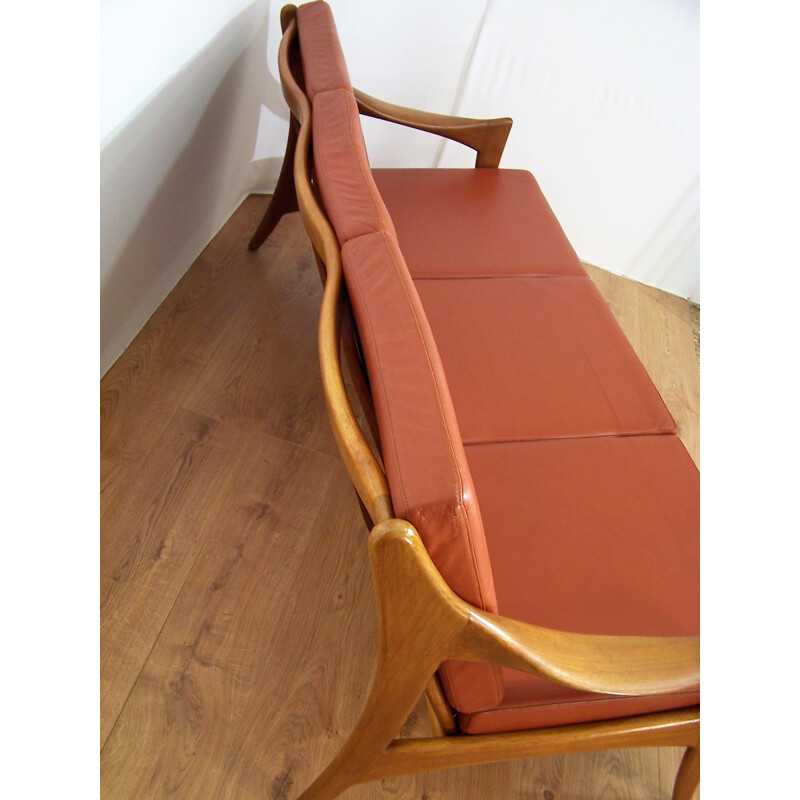 De Ster Gelderland sofa in teak and leather - 1950s