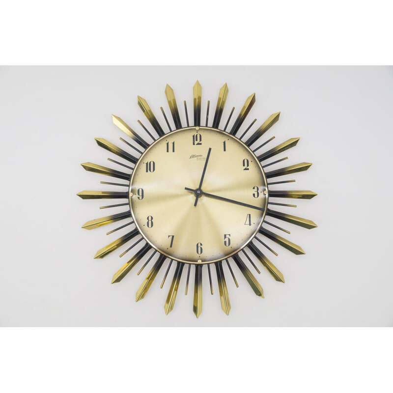 Vintage Sunburst wall clock by Atlanta Electric, Germany 1960s