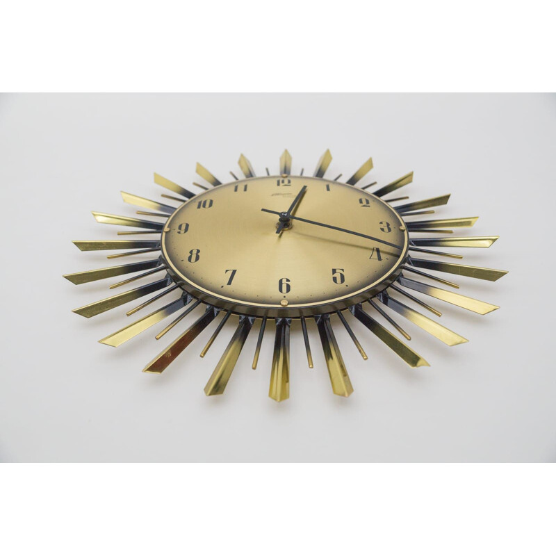 Vintage Sunburst wall clock by Atlanta Electric, Germany 1960s