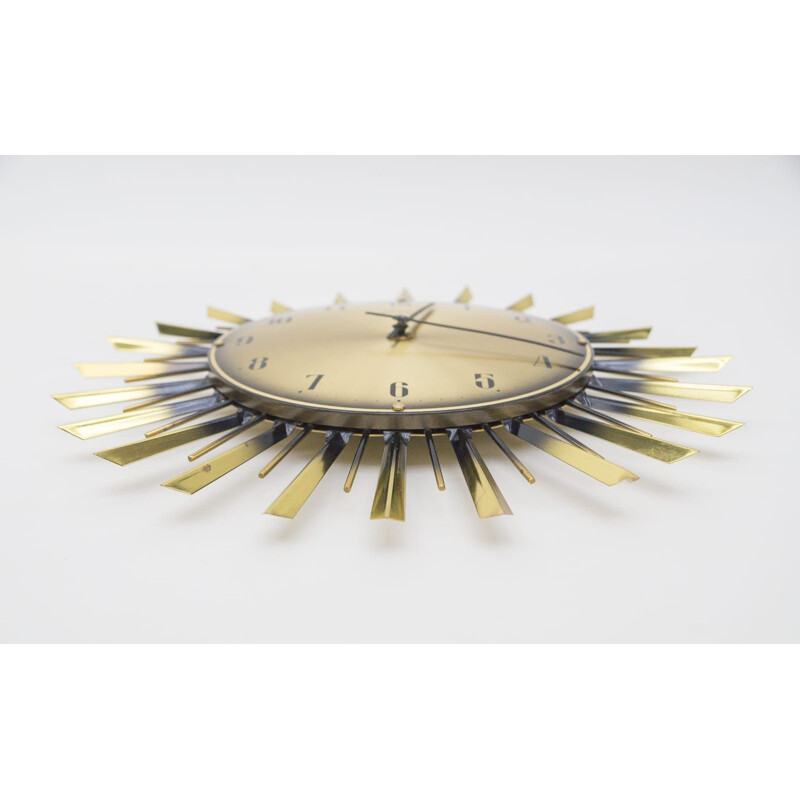 Vintage Sunburst wall clock by Atlanta Electric, Germany 1960s