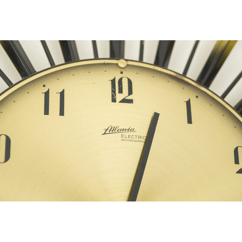 Horloge murale vintage Sunburst par Atlanta Electric, Allemagne 1960