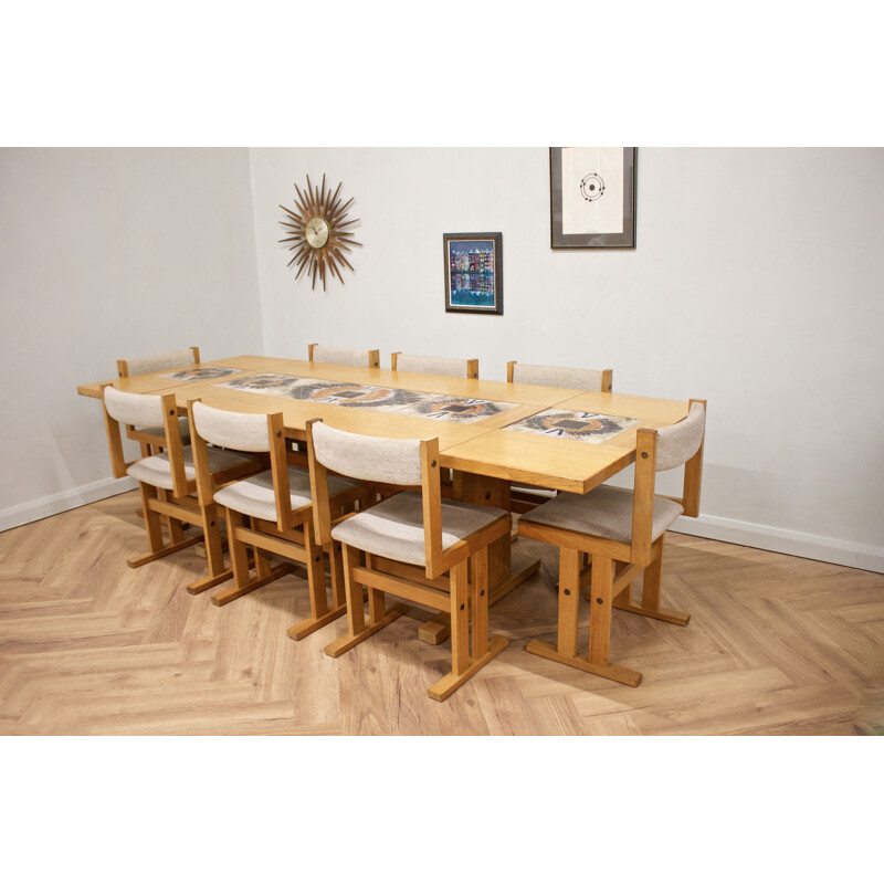 Mid-century Danish teak tiled dining set by Gangso Mobler, 1970s