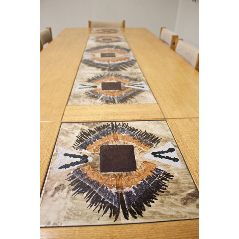 Mid-century Danish teak tiled dining set by Gangso Mobler, 1970s