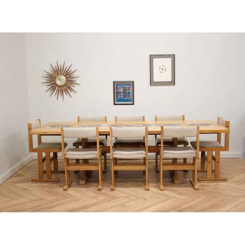 Mid-century Danish teak tiled dining set by Gangso Mobler, 1970s