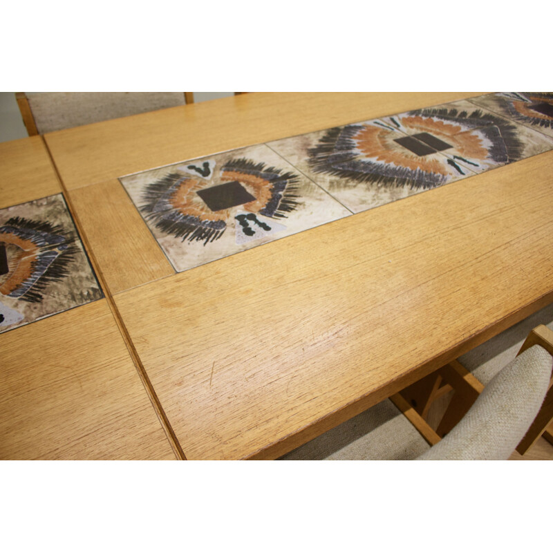 Mid-century Danish teak tiled dining set by Gangso Mobler, 1970s