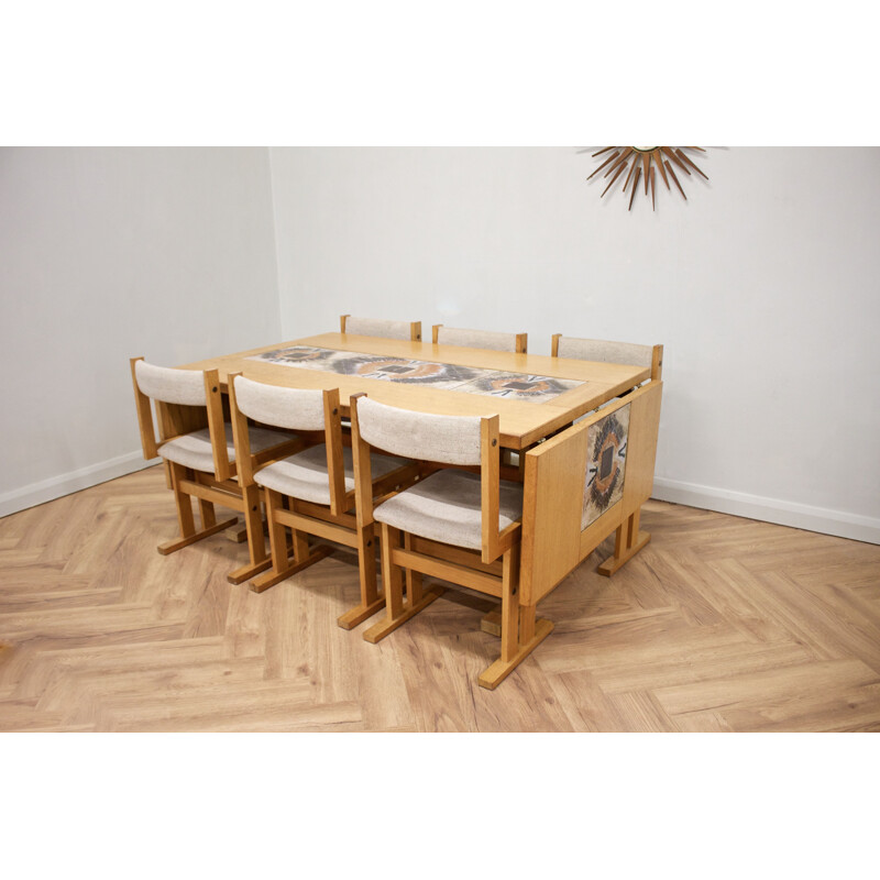 Mid-century Danish teak tiled dining set by Gangso Mobler, 1970s