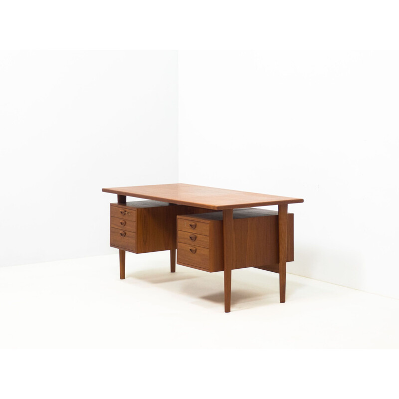 Vintage "Fm60" teak desk by Kai Kristiansen for Feldballes Møbelfabrik, Denmark