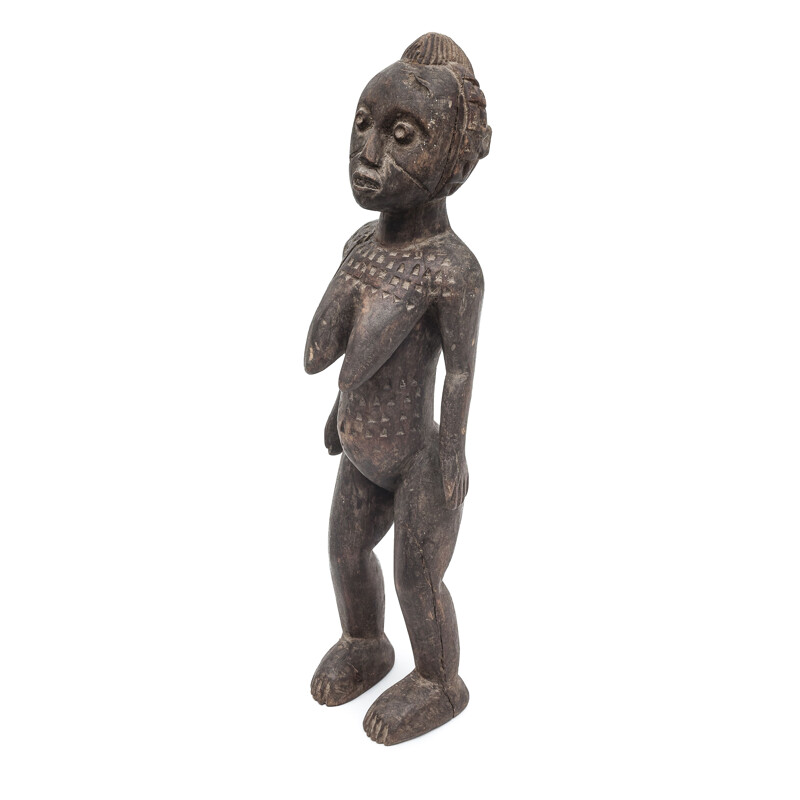 Vintage female Dogon wooden statue, 1950