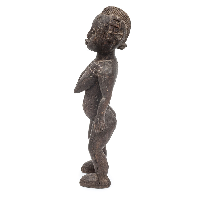 Vintage female Dogon wooden statue, 1950