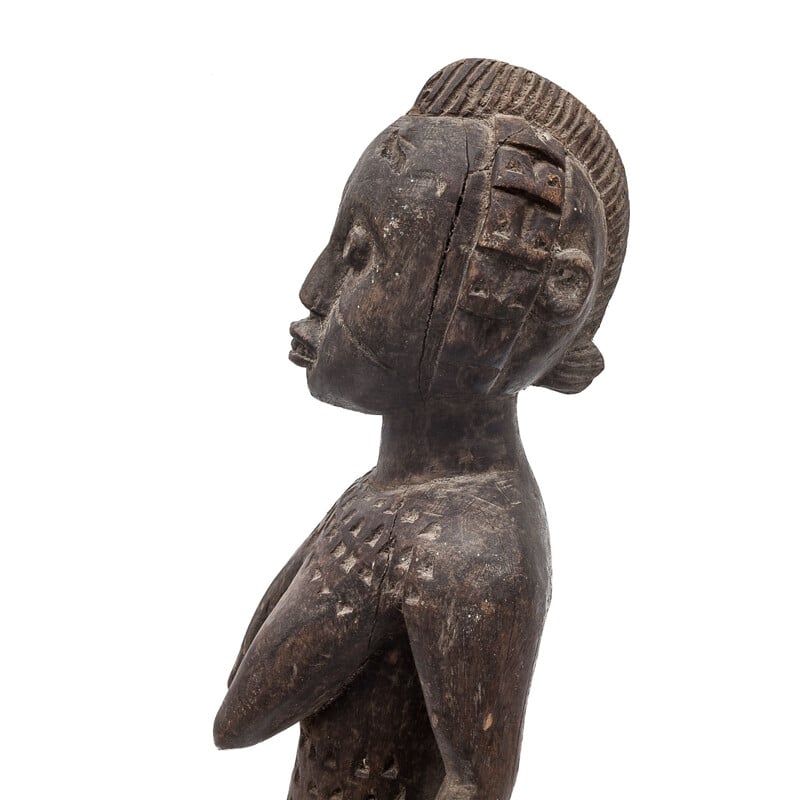 Statue féminine vintage en bois de Dogon, 1950
