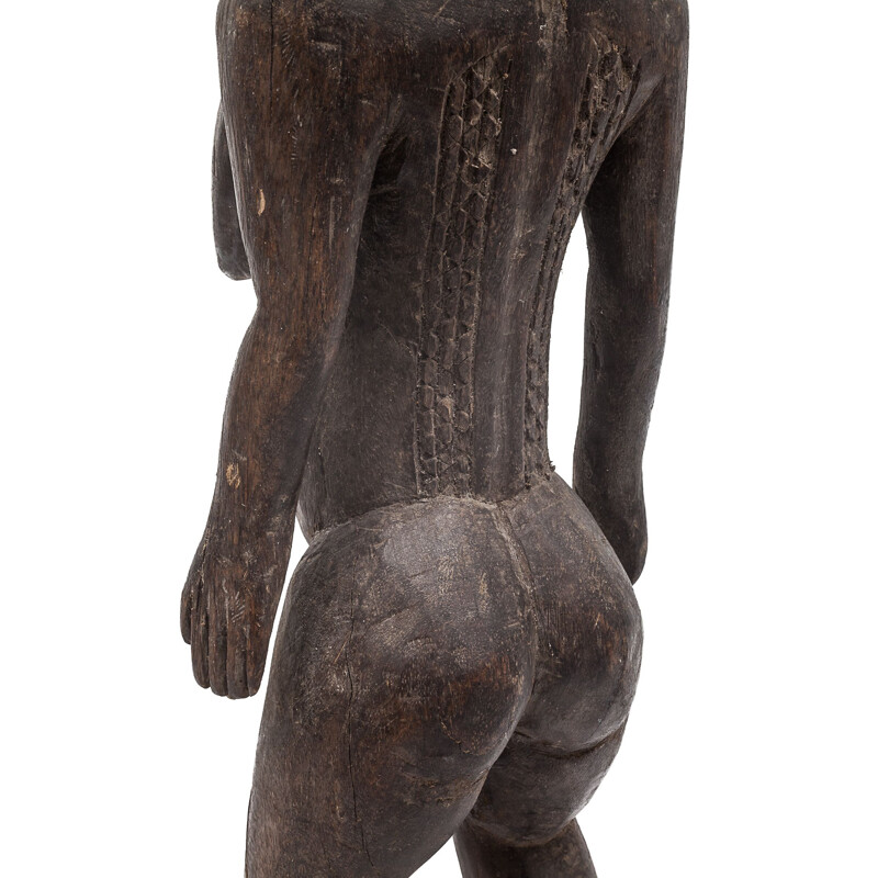 Vintage female Dogon wooden statue, 1950