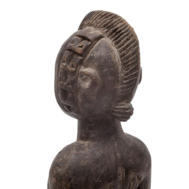 Vintage female Dogon wooden statue, 1950