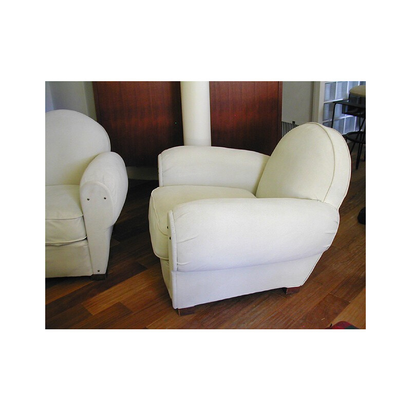 Pair of club chairs in alcantara - 1980s