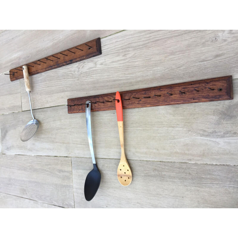 Vintage coat rack in solid oak