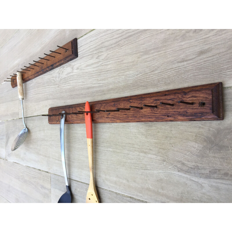 Vintage coat rack in solid oak