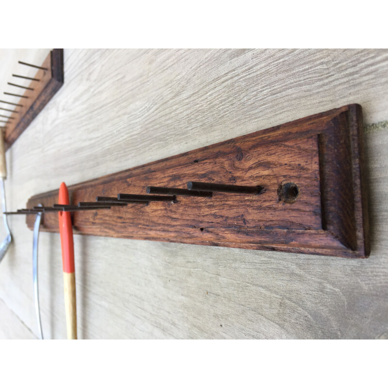 Vintage coat rack in solid oak