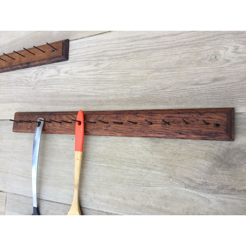 Vintage coat rack in solid oak