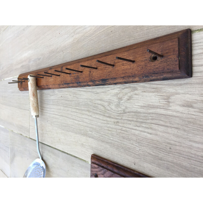 Vintage coat rack in solid oak