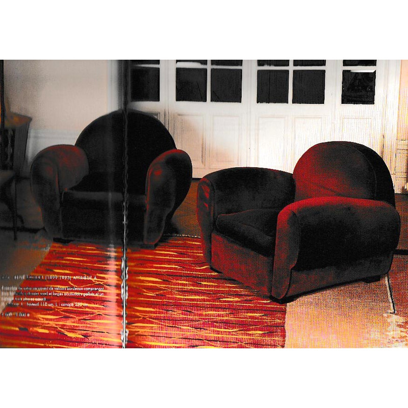 Pair of club chairs in alcantara - 1980s