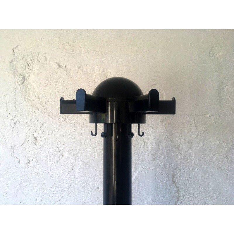 Vintage black plastic rotative coat rack, 1970s