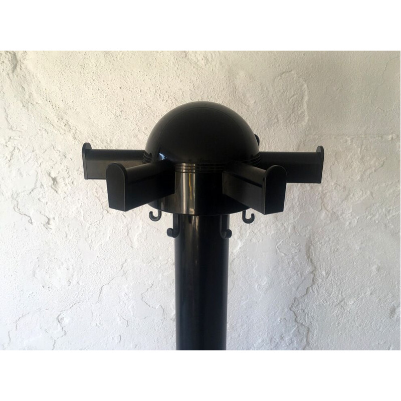 Vintage black plastic rotative coat rack, 1970s