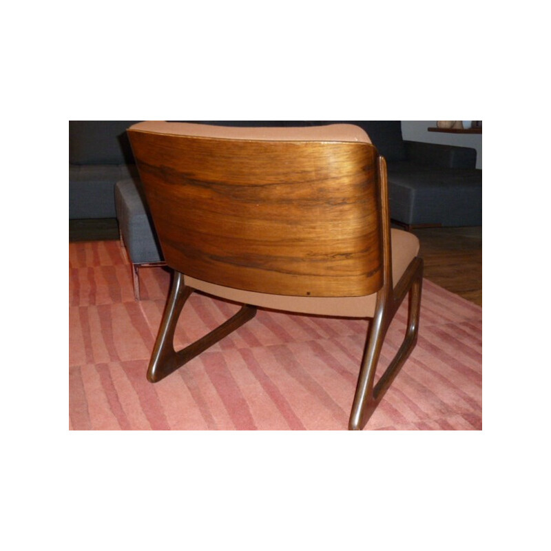 Pair of Baumann armchairs in brown fabric - 1960s