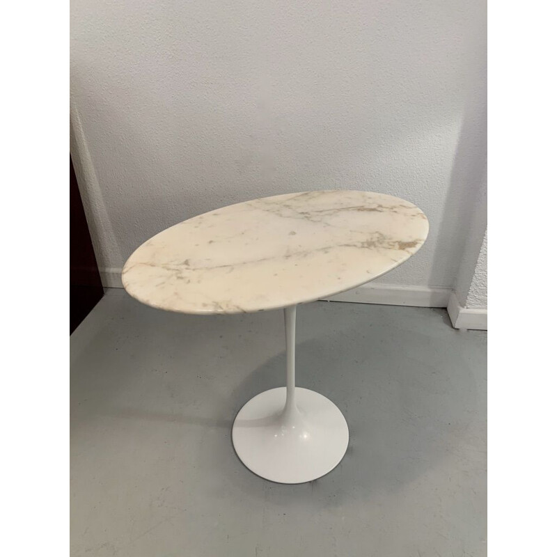 Vintage oval marble pedestal table by Eero Saarinen for Knoll, 1970