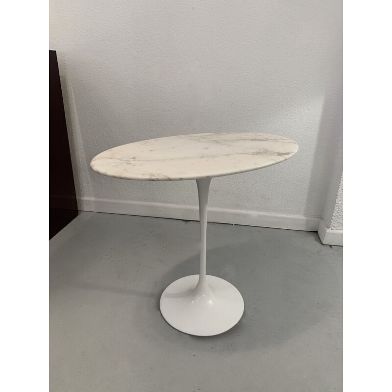 Vintage ovale marmeren kolomtafel van Eero Saarinen voor Knoll, 1970