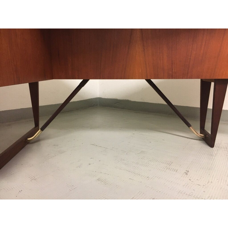 Vintage teak boomerang desk by Peter Lovig Nielsen for Hedensted Møbelfabrik, Denmark 1968