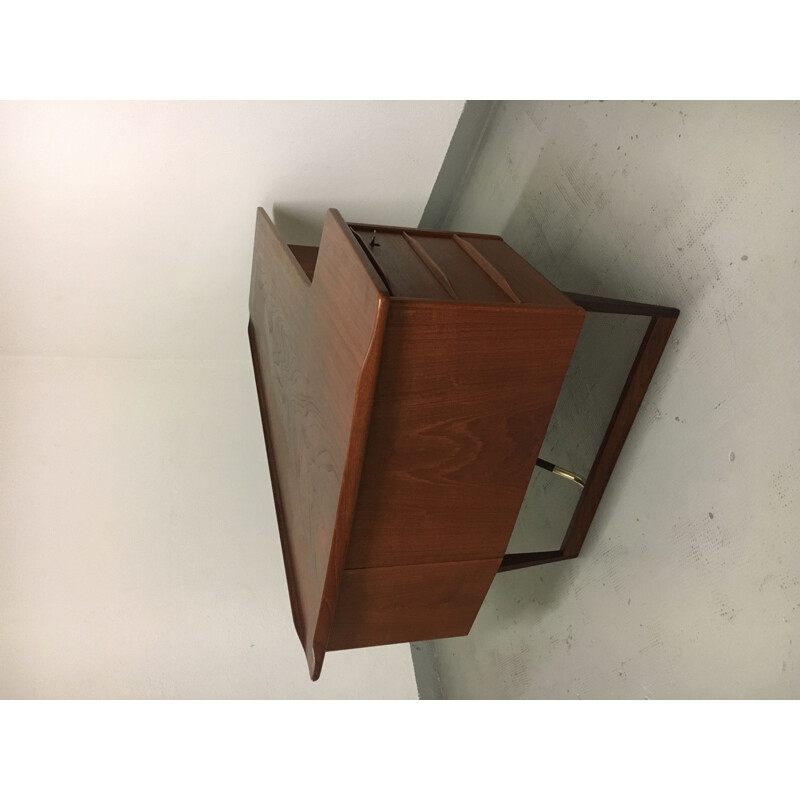 Vintage teakhouten boemerang bureau van Peter Lovig Nielsen voor Hedensted Møbelfabrik, Denemarken 1968