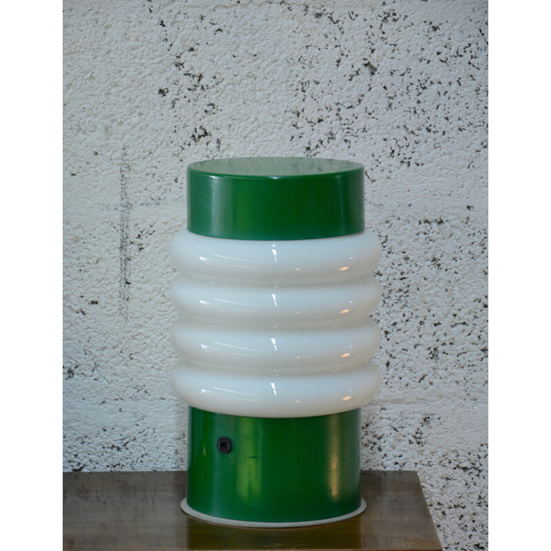 Lampe de table Lita en métal laqué vert et verre - 1960